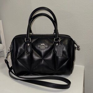 Coach Quilted Black Leather Satchel